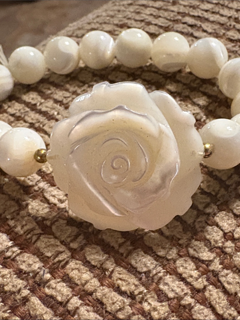 Vintage White Jade Rose Bracelet- Women Jewelry - Picture 7 of 10
